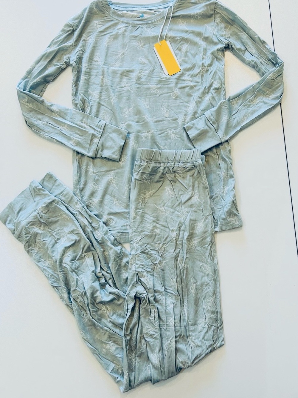 Light Sage Green Floral Long Sleeve Bamboo Set